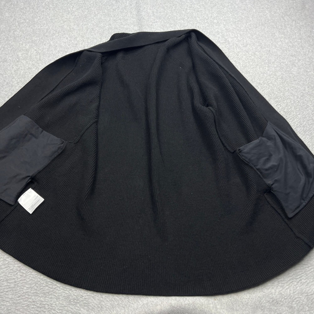 Lululemon Merino Wool-Blend Ribbed Long Wrap Sweater Womens 8 Black Cardi W3GKBS - Picture 6 of 10